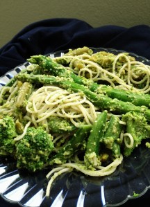 Broccoli Pesto with Rice Noodles