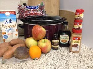 Slow Cooker Sweet Potato, Apple and Cranberry Sauce