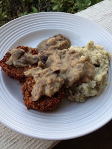 Vegan Mini Meatloaf with Ranch Potatoes and Mushroom Gravy