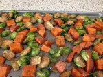 Balsamic Roasted Sweet Potatoes and Brussels Sprouts