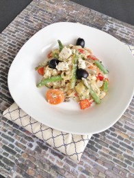 Vegan & Gluten-Free Greek Spaghetti with Tofeta