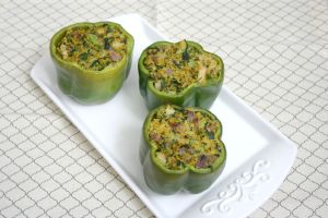 Vegan, Gluten-Free, Soy-free Pumpkin Seed Pad Thai Quinoa Stuffed Peppers