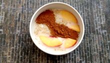 Vegan, Gluten-Free and Sugar-Free Peaches and Cream Quinoa Breakfast Bowl