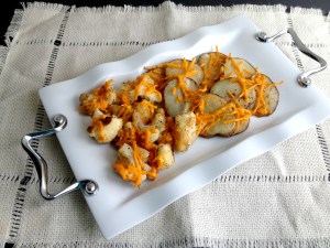 Vegan and Gluten-Free Cheesy Roasted Potatoes and Cauliflower