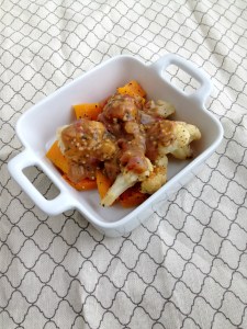Vegan and Gluten-Free and Soy-Free Kung Pao Smothered Roasted Cauliflower and Butternut Squash
