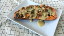 Vegan and Gluten-free Holiday Inspired Stuffed Sweet Potatoes with Creamy "Chz" Sauce