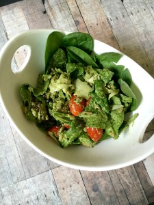 This vegan and gluten-free Spinach Pesto Salad is wonderful cold or warm!