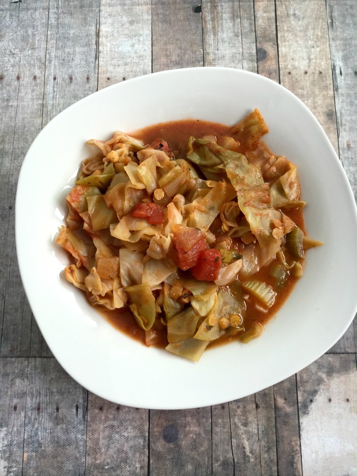 Low Calorie Clean Eating Vegan and Gluten-Free Lentil Cabbage Tomato Soup